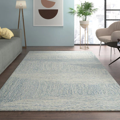 A Splash of Elegance: Blue Wool Abstract Hand-Tufted Area Rug