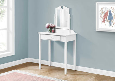 Glamorous Beauty Haven: White Vanity Mirror and Storage Drawer