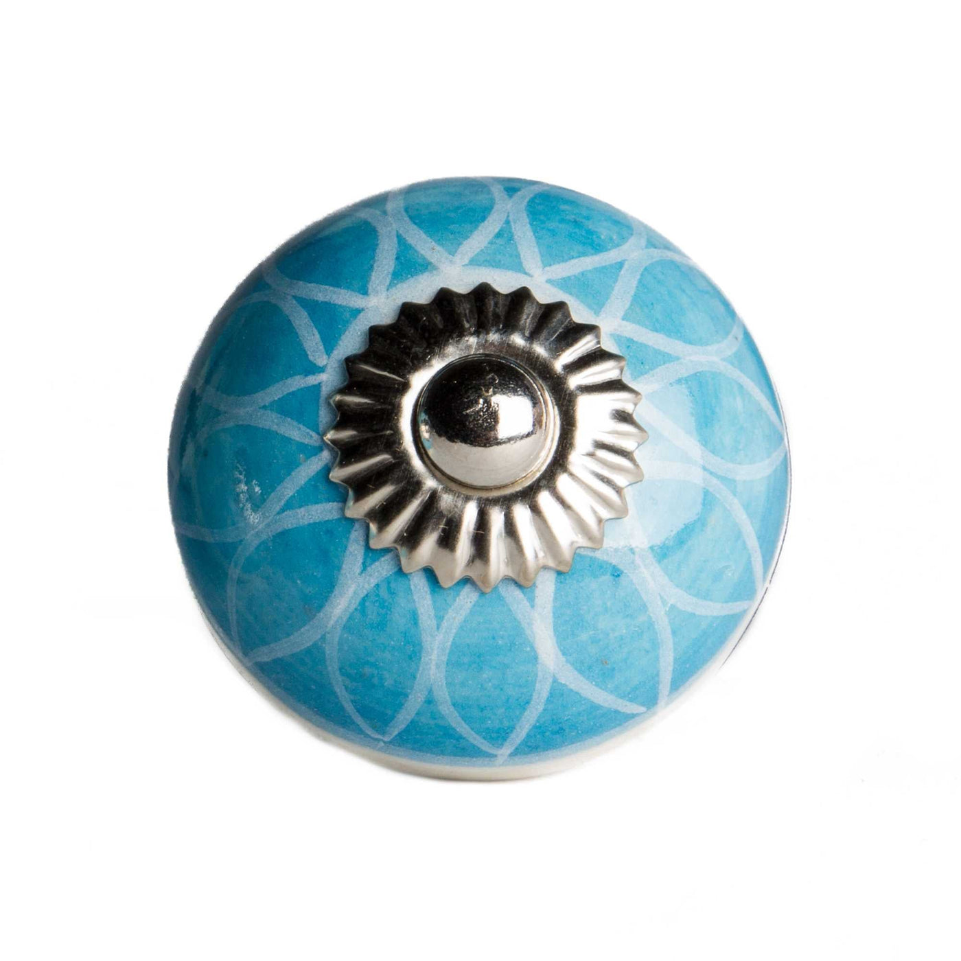 1.5’’ X 1.5’’ X 1.5’’ Ceramic Metal Aqua And White 8 Pack Knob - Knobs