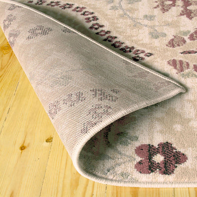 10’ Beige Ivory And Brown Floral Stain Resistant Runner Rug - Area Rugs