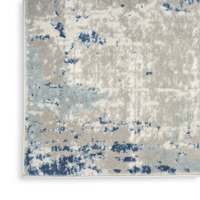 10’ Blue and Gray Abstract Power Loom Runner Rug - Area Rugs