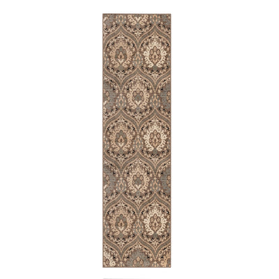 10’ Ivory Beige And Light Blue Floral Stain Resistant Runner Rug - Area Rugs