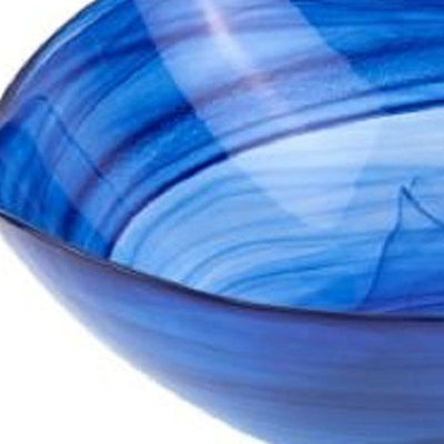 10’’ Modern Soft Square Blue Swirl Glass Bowl - Serving Bowls