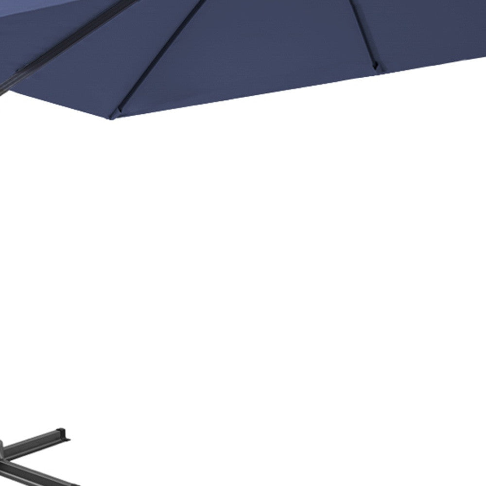 10’ Navy Blue Polyester Square Tilt Cantilever Patio Umbrella With Stand - Outdoor Umbrellas