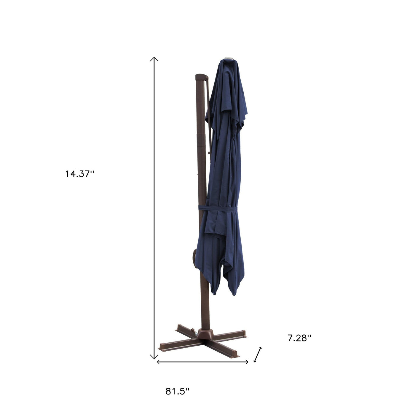 10’ Navy Blue Polyester Square Tilt Cantilever Patio Umbrella With Stand - Outdoor Umbrellas