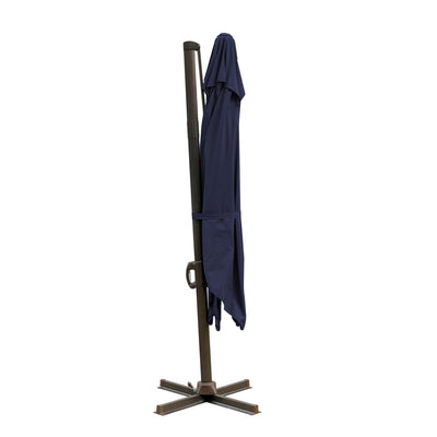 10’ Navy Blue Polyester Square Tilt Cantilever Patio Umbrella With Stand - Outdoor Umbrellas