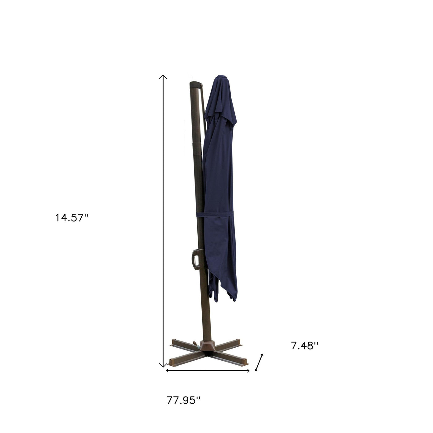 10’ Navy Blue Polyester Square Tilt Cantilever Patio Umbrella With Stand - Outdoor Umbrellas