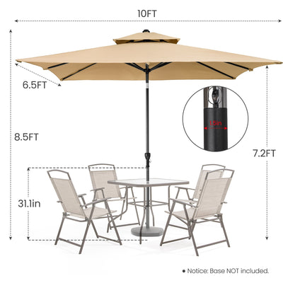 10’ Tan Polyester Rectangular Tilt Market Patio Umbrella - Outdoor Umbrellas