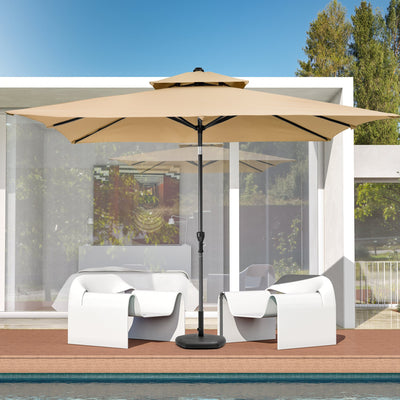 10’ Tan Polyester Rectangular Tilt Market Patio Umbrella - Outdoor Umbrellas