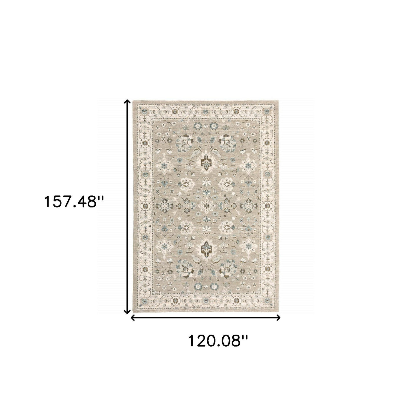 10’ X 13’ Beige Ivory Blue Green And Purple Oriental Power Loom Stain Resistant Area Rug - Area Rugs