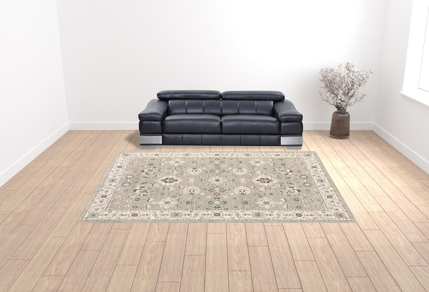 10’ X 13’ Beige Ivory Blue Green And Purple Oriental Power Loom Stain Resistant Area Rug - Area Rugs