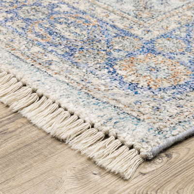 10’ X 13’ Blue And Red Oriental Hand Loomed Stain Resistant Area Rug With Fringe - Area Rugs