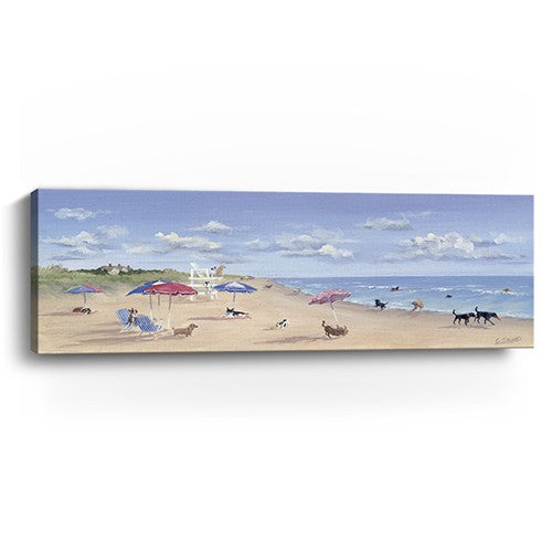 10’’ X 30’’ Dogs Rule the Beach Canvas Unframed Wall Art - Wall Art