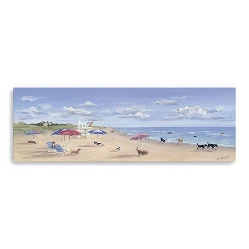 10’’ X 30’’ Dogs Rule the Beach Canvas Unframed Wall Art - Wall Art