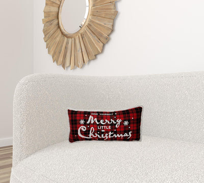 10’x20’ Red and Black Christmas Have Yourself A Merry Little Christmas Polyester Zippered Pillow - Accent Throw Pillows