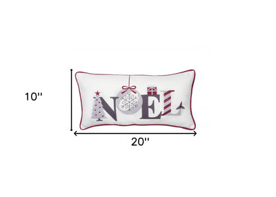 10’x20’ Red and Gray Christmas Noel Polyester Zippered Pillow With Embroidery - Accent Throw Pillows