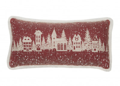 10’x20’ Red Snow Christmas Polyester Street Scene Zippered Pillow - Accent Throw Pillows