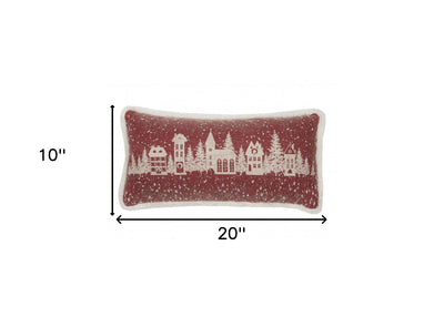 10’x20’ Red Snow Christmas Polyester Street Scene Zippered Pillow - Accent Throw Pillows