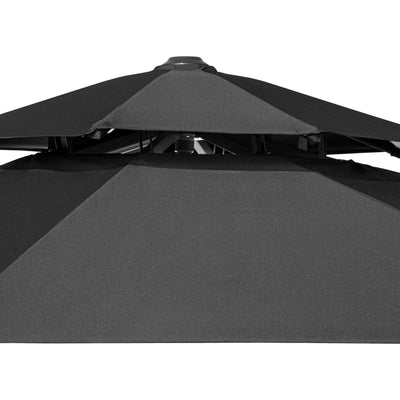 12’ Black Polyester Round Tilt Cantilever Patio Umbrella With Stand - Outdoor Umbrellas