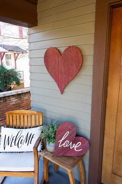 12’’ Farmhouse Red Wooden Heart - Wall Decor