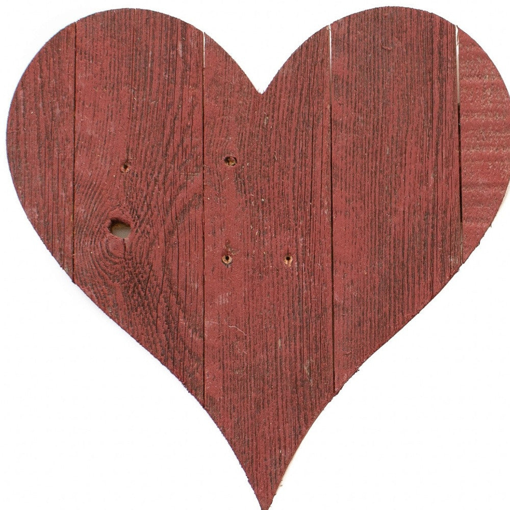 12’’ Farmhouse Red Wooden Heart - Wall Decor