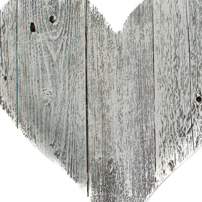 12’’ Farmhouse White Wash Wooden Heart - Wall Decor