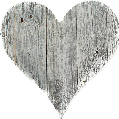 12’’ Farmhouse White Wash Wooden Heart - Wall Decor