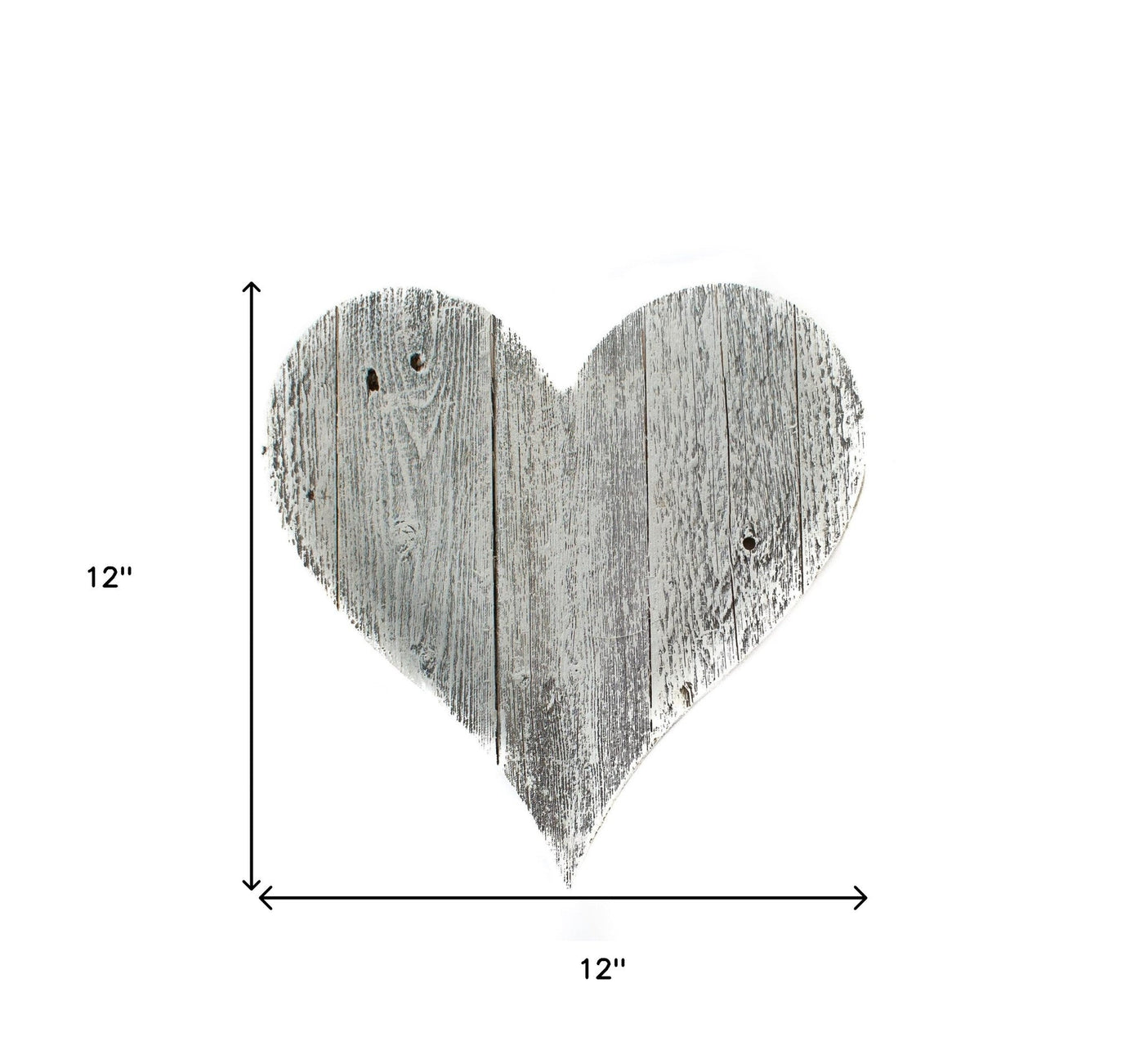 12’’ Farmhouse White Wash Wooden Heart - Wall Decor