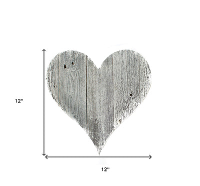 12’’ Farmhouse White Wash Wooden Heart - Wall Decor