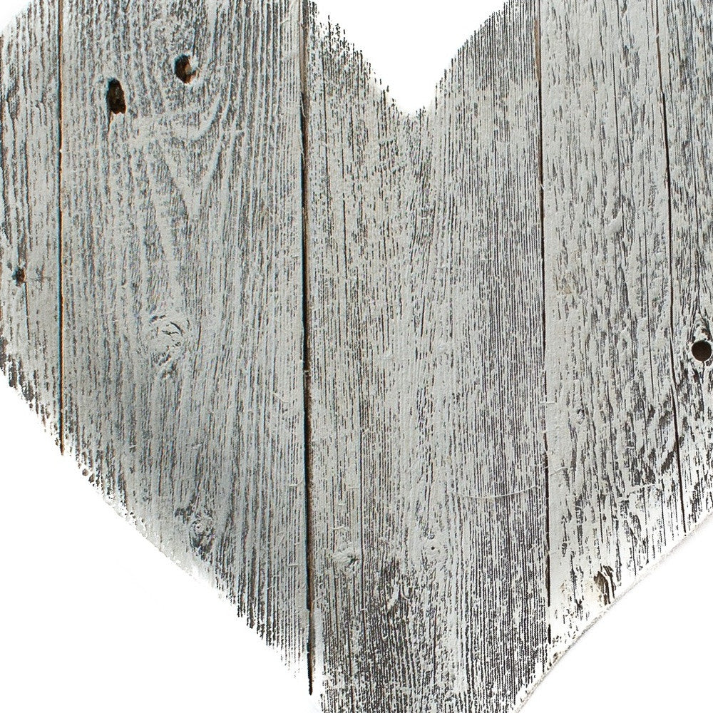 12’ Farmhouse White Wash Wooden Heart - Wall Decor