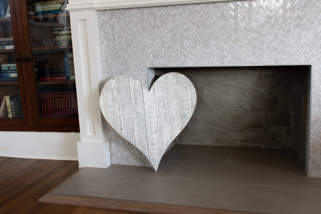 12’’ Farmhouse White Wash Wooden Heart - Wall Decor