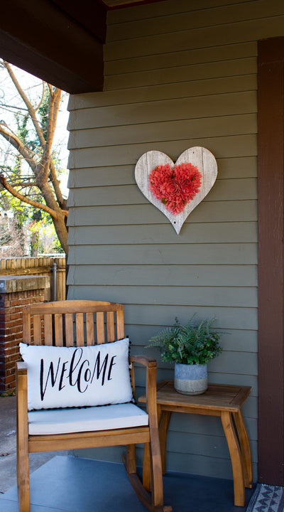 12’’ Farmhouse White Wash Wooden Heart - Wall Decor