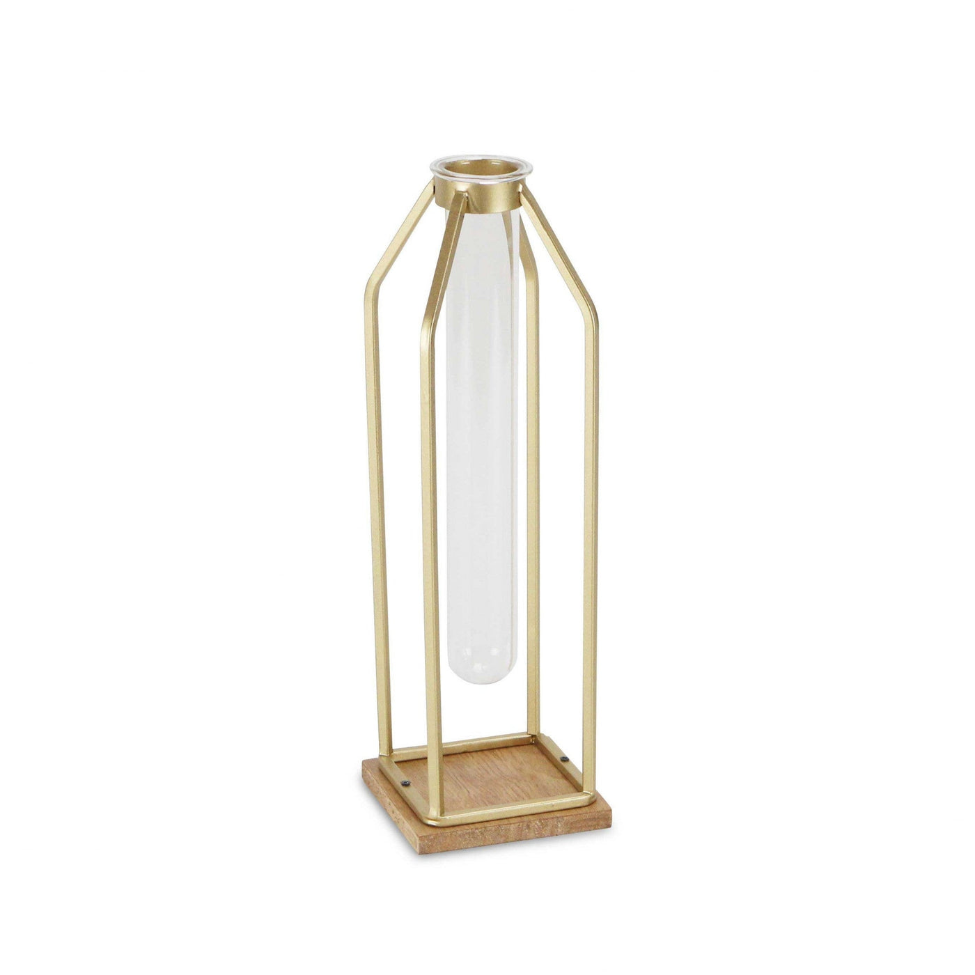 12’ Gold And Clear Contemporary Glass Tube - Sculptures