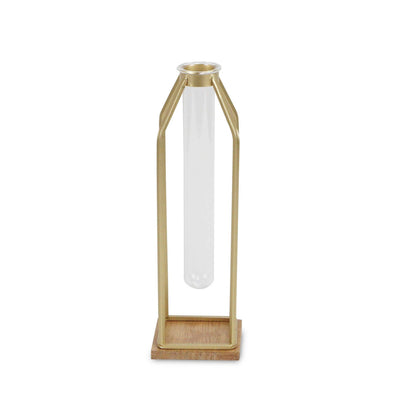 12’ Gold And Clear Contemporary Glass Tube - Sculptures