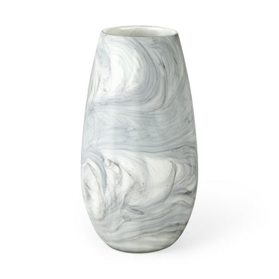 12’ Gray and White Marble Design Glass Vase - Vases