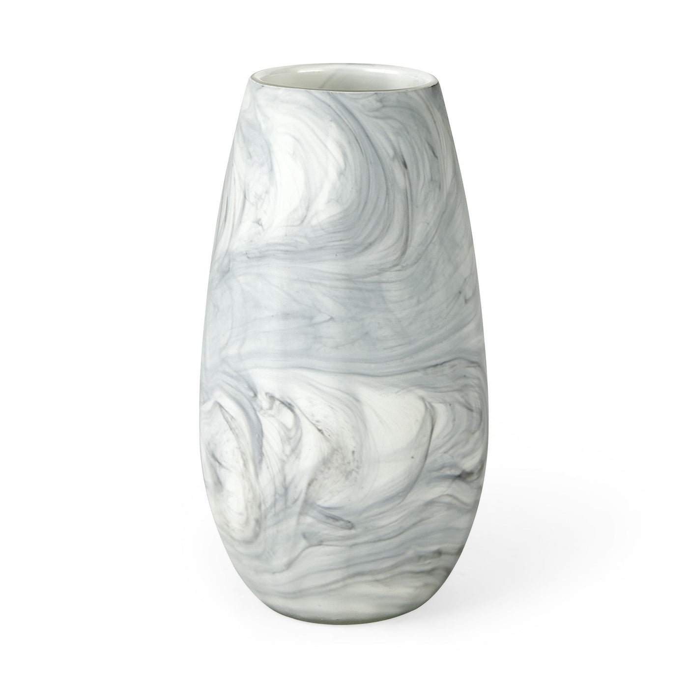 12’’ Gray and White Marble Design Glass Vase - Vases