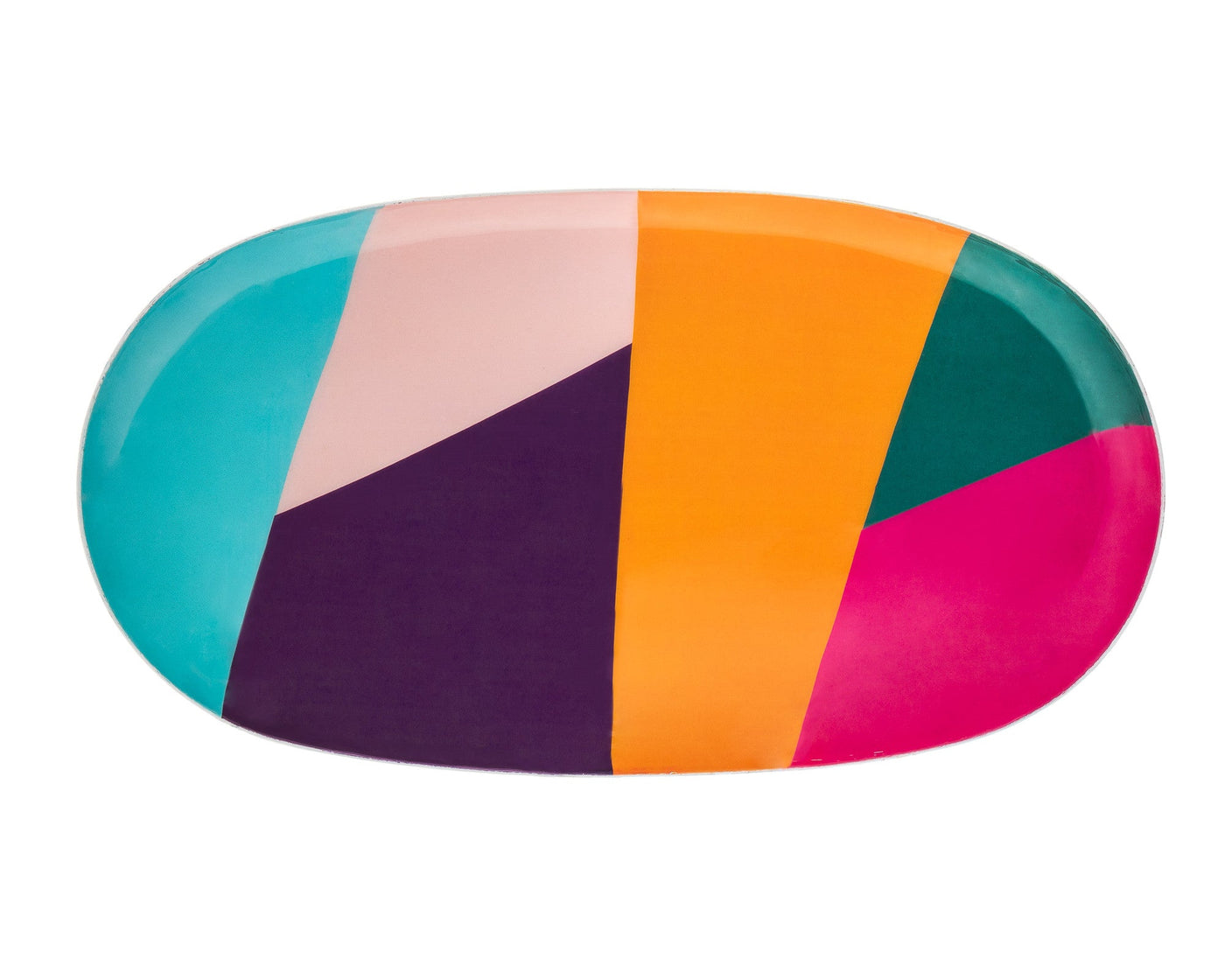 12’’ Pink and Purple Oval Metal Serving Tray - Trays