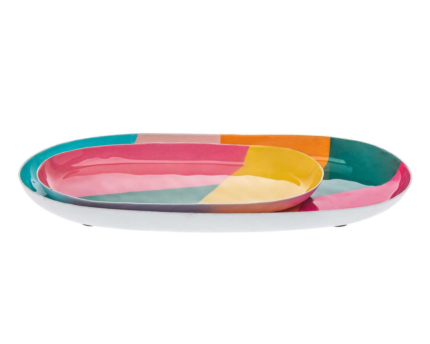 12’’ Pink and Purple Oval Metal Serving Tray - Trays