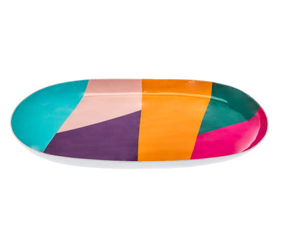 12’’ Pink and Purple Oval Metal Serving Tray - Trays