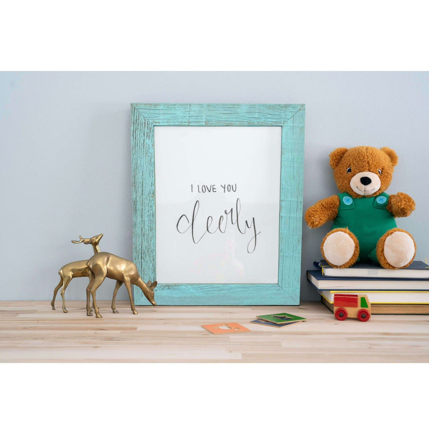 12” X 16” Rustic Farmhouse Light Aqua Blue Wood Frame - Picture Frames