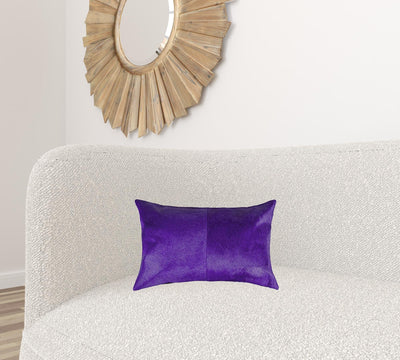 12’’ X 20’’ Chocolate Cowhide Throw Pillow - Purple - Accent Throw Pillows