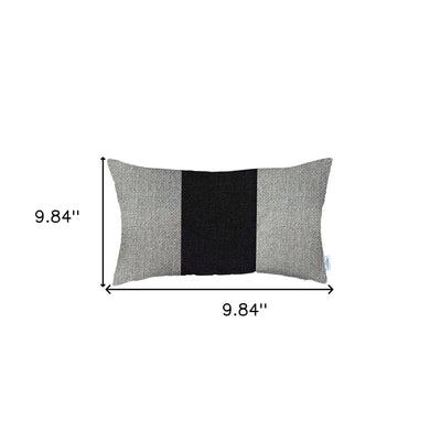 12’ X 20’ Grey And Black Geometric Zippered Handmade Polyester Lumbar Pillow Cover - Accent Throw Pillows