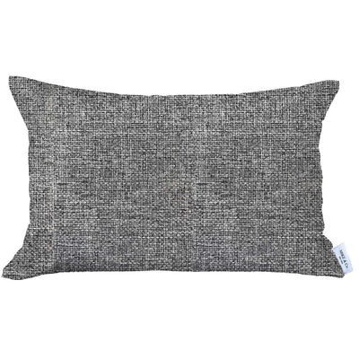 12’ X 20’ Grey And Black Solid Color Zippered Handmade Polyester Lumbar Pillow Cover - Accent Throw Pillows