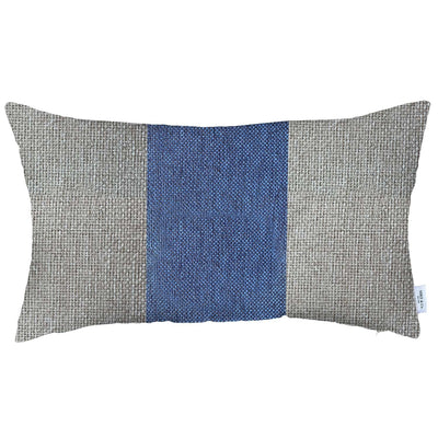 12’ X 20’ Grey And Blue Geometric Zippered Handmade Polyester Lumbar Pillow Cover - Accent Throw Pillows