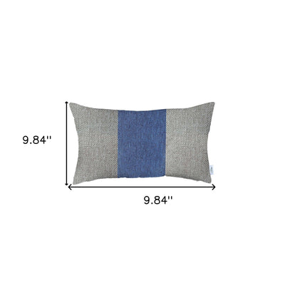 12’ X 20’ Grey And Blue Geometric Zippered Handmade Polyester Lumbar Pillow Cover - Accent Throw Pillows