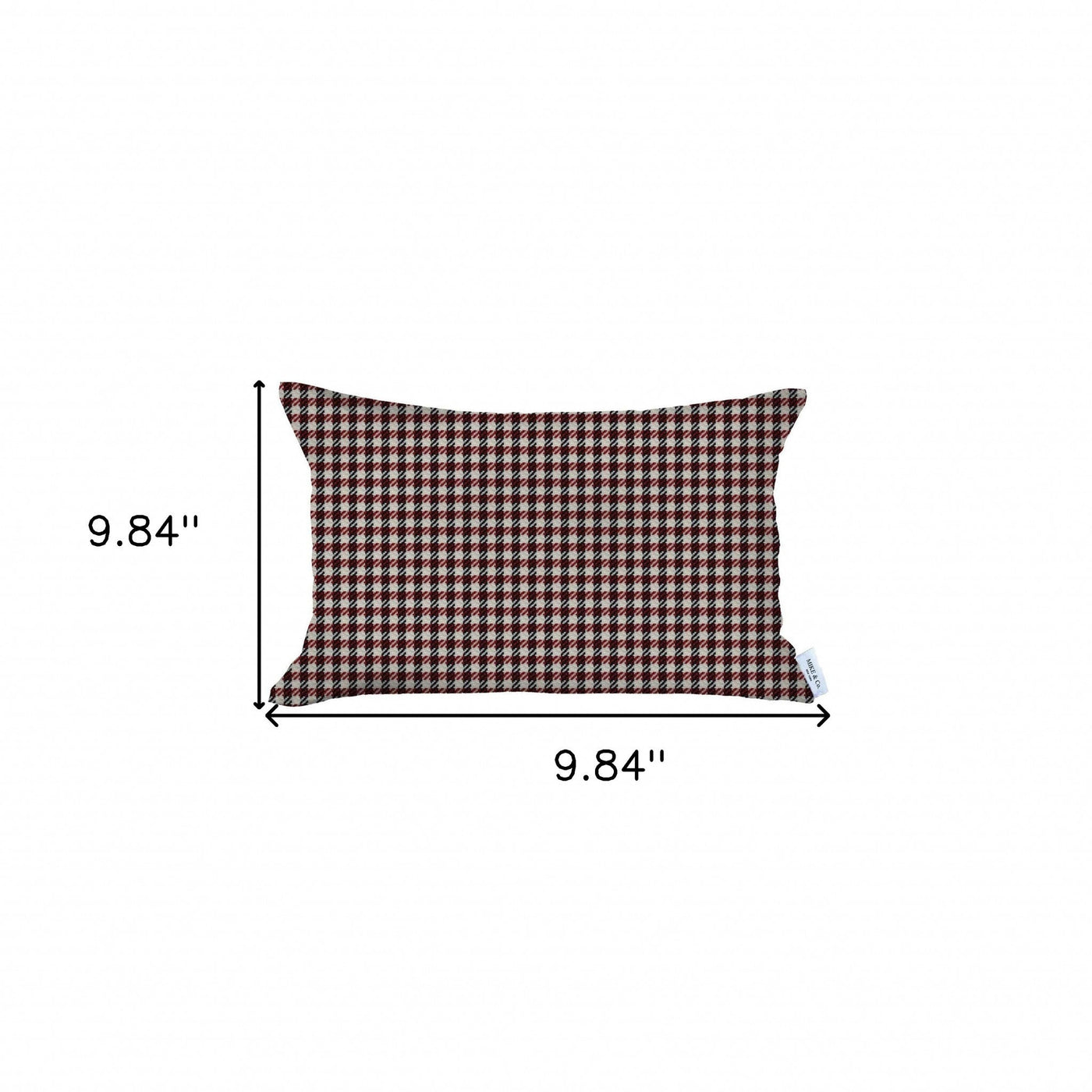 12’ X 20’ Red Houndstooth Zippered Handmade Polyester Lumbar Pillow Cover - Accent Throw Pillows