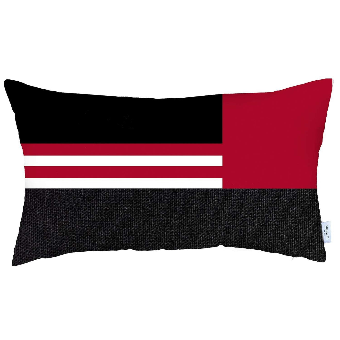 12’’ X 20’’ Red Striped Zippered Handmade Polyester Lumbar Pillow Cover - Accent Throw Pillows