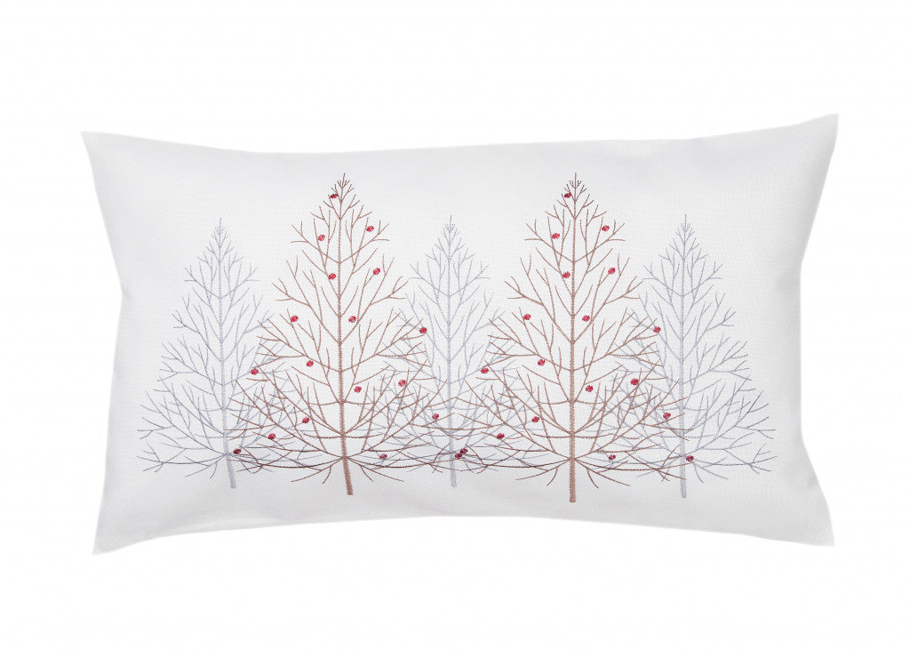 12’ X 20’ White Forest Christmas Trees Polyester Zippered Pillow With Embroidery - Accent Throw Pillows