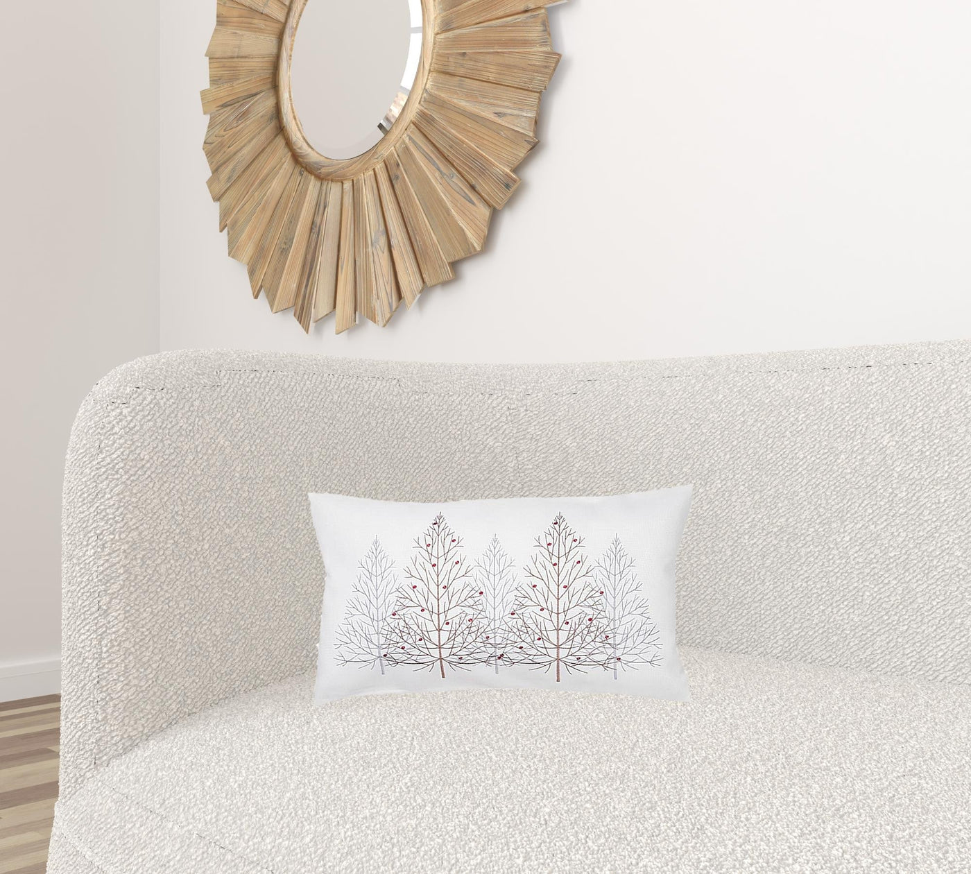 12’ X 20’ White Forest Christmas Trees Polyester Zippered Pillow With Embroidery - Accent Throw Pillows