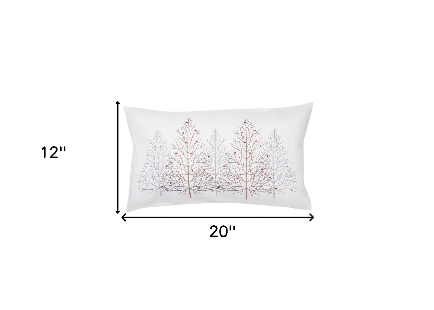 12’ X 20’ White Forest Christmas Trees Polyester Zippered Pillow With Embroidery - Accent Throw Pillows